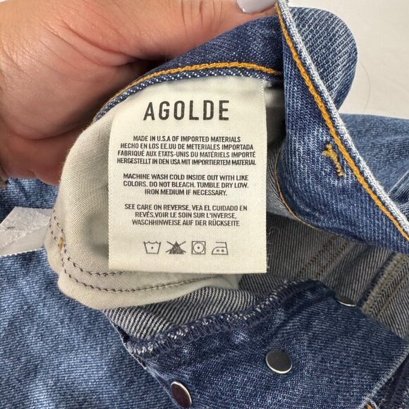AGOLDE NEW Broken Jean Medium Wash Straight Leg Button Fly Size 26 Designer - Picture 10 of 14